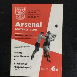 Arsenal v Staevnet Fairs Cup Matchday Programme 1963