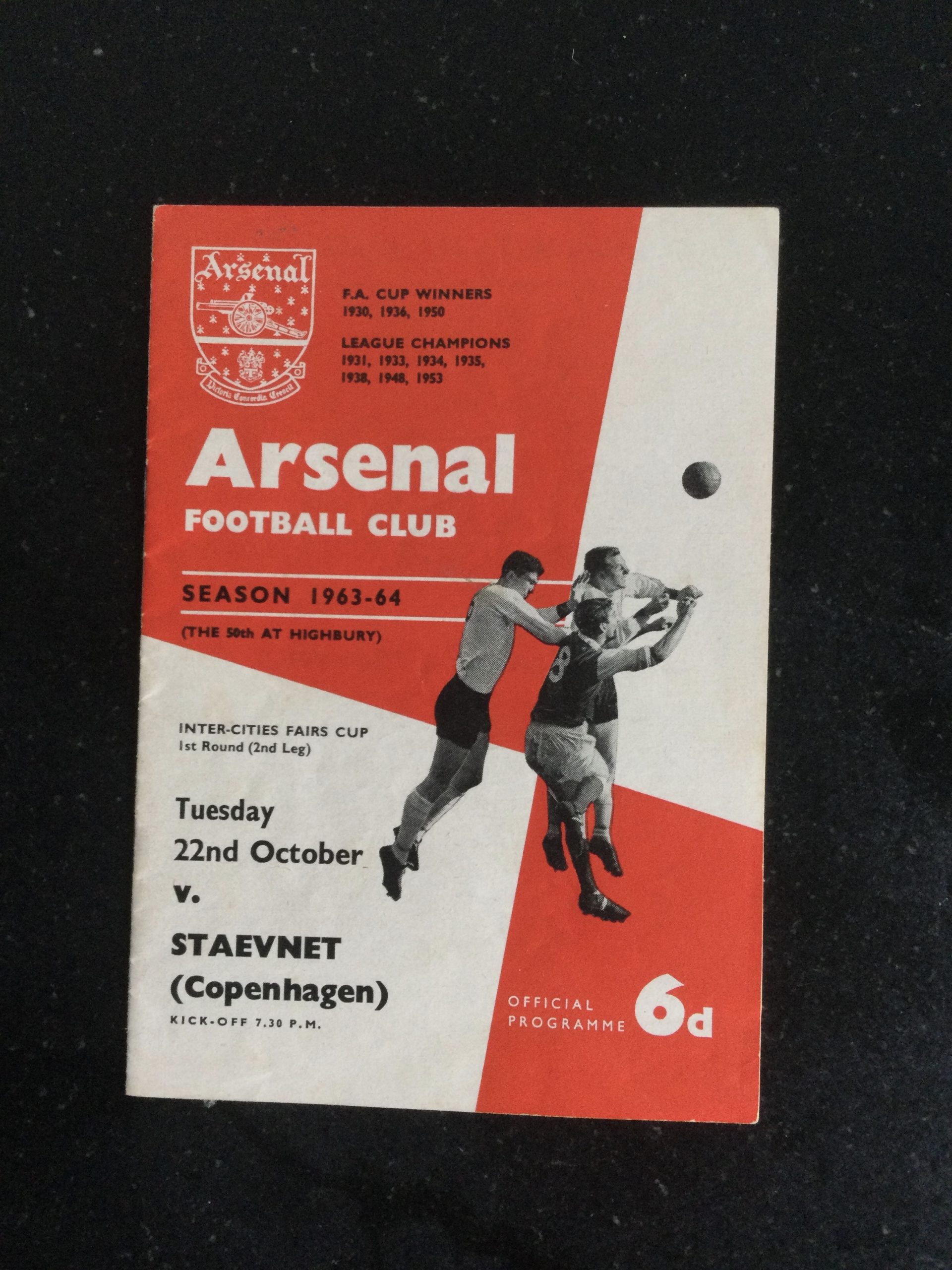 Arsenal v Staevnet Fairs Cup Matchday Programme 1963