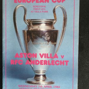 Aston Villa v Anderlecht European Cup Semi Final Matchday Programme 1982