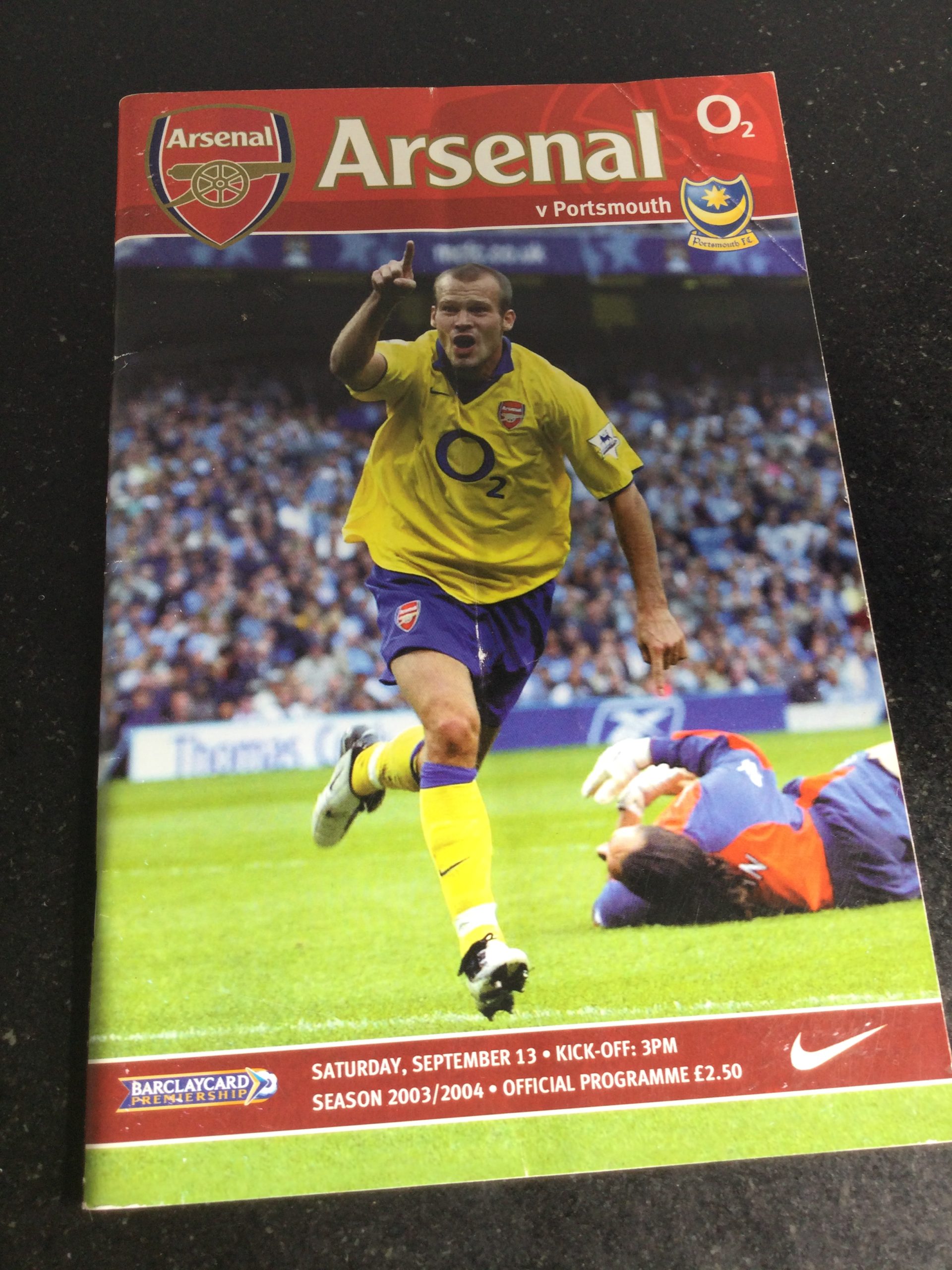 Arsenal v Portsmouth League Matchday Programme 2003