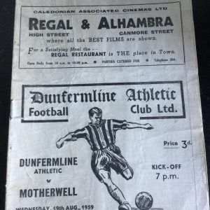 Dunfermline Athletic v Motherwell League Matchday Programme 1959