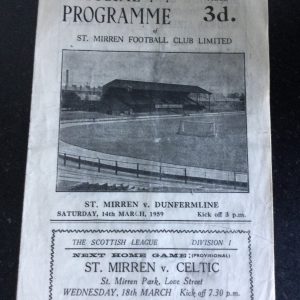 St Mirren v Dunfermline Athletic Scottish Cup Matchday Programme 1959