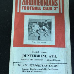 Airdieonians v Dunfermline Athletic League Matchday Programme 1959