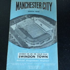 Manchester City v Swindon Town League Matchday Programme 1965