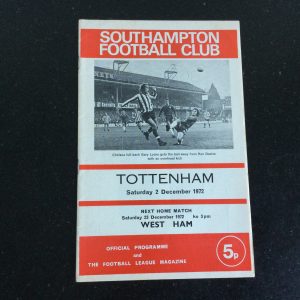 Southampton v Tottenham Hotspur League Matchday Programme 1972