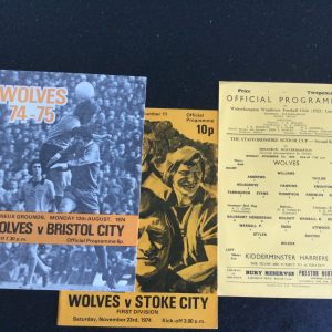 Wolverhampton Wanderers v Bristol City & Stoke City League Matchday Programmes 1974