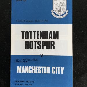 Tottenham Hotspur v Manchester City League Matchday Programme 1973
