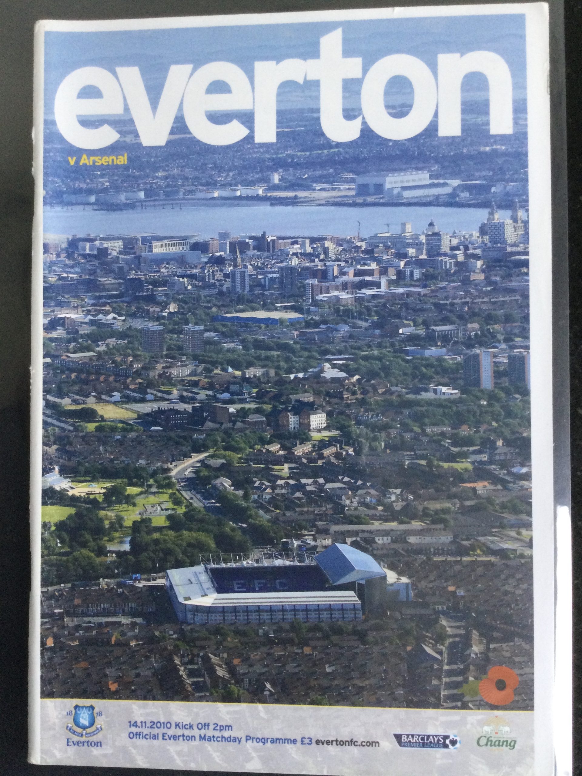 Everton v Arsenal League Matchday Programme 2010