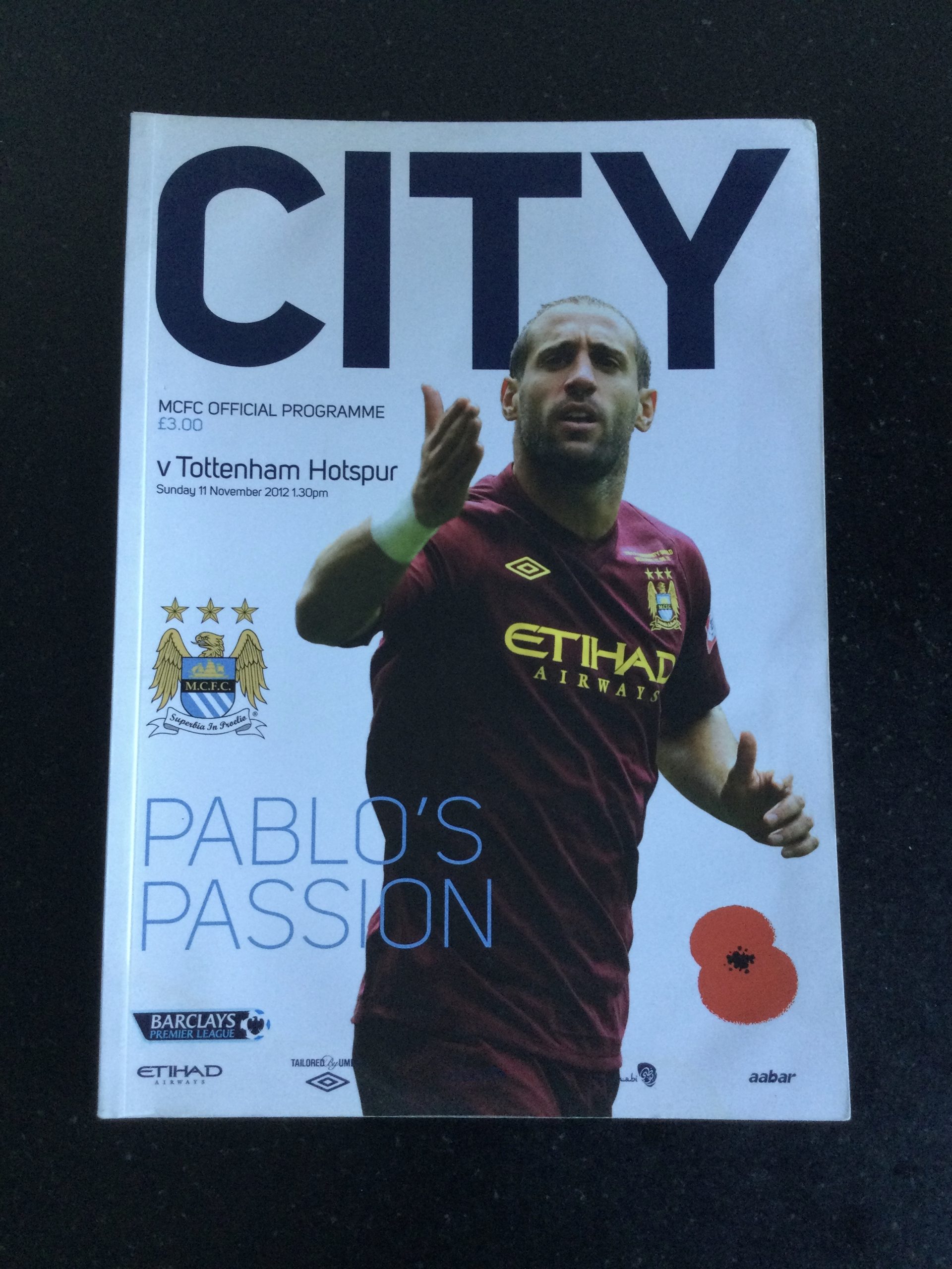Manchester City v Tottenham Hotspur League Matchday Programme 2012
