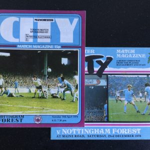 Manchester City v Nottingham Forest League Matchday Programmes 1978