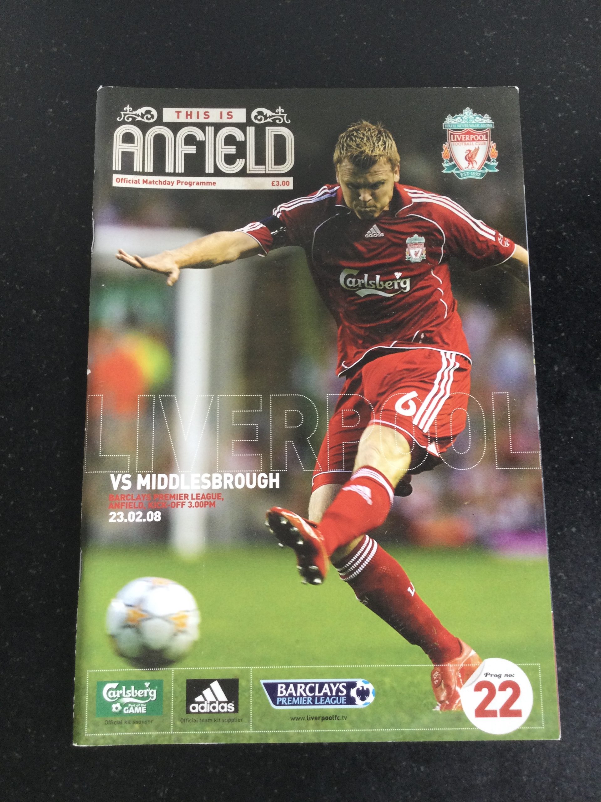 Liverpool v Middlesbrough League Matchday Programme 2008