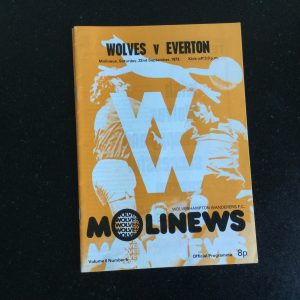 Wolverhampton Wanderers v Everton League Matchday Programme 1973