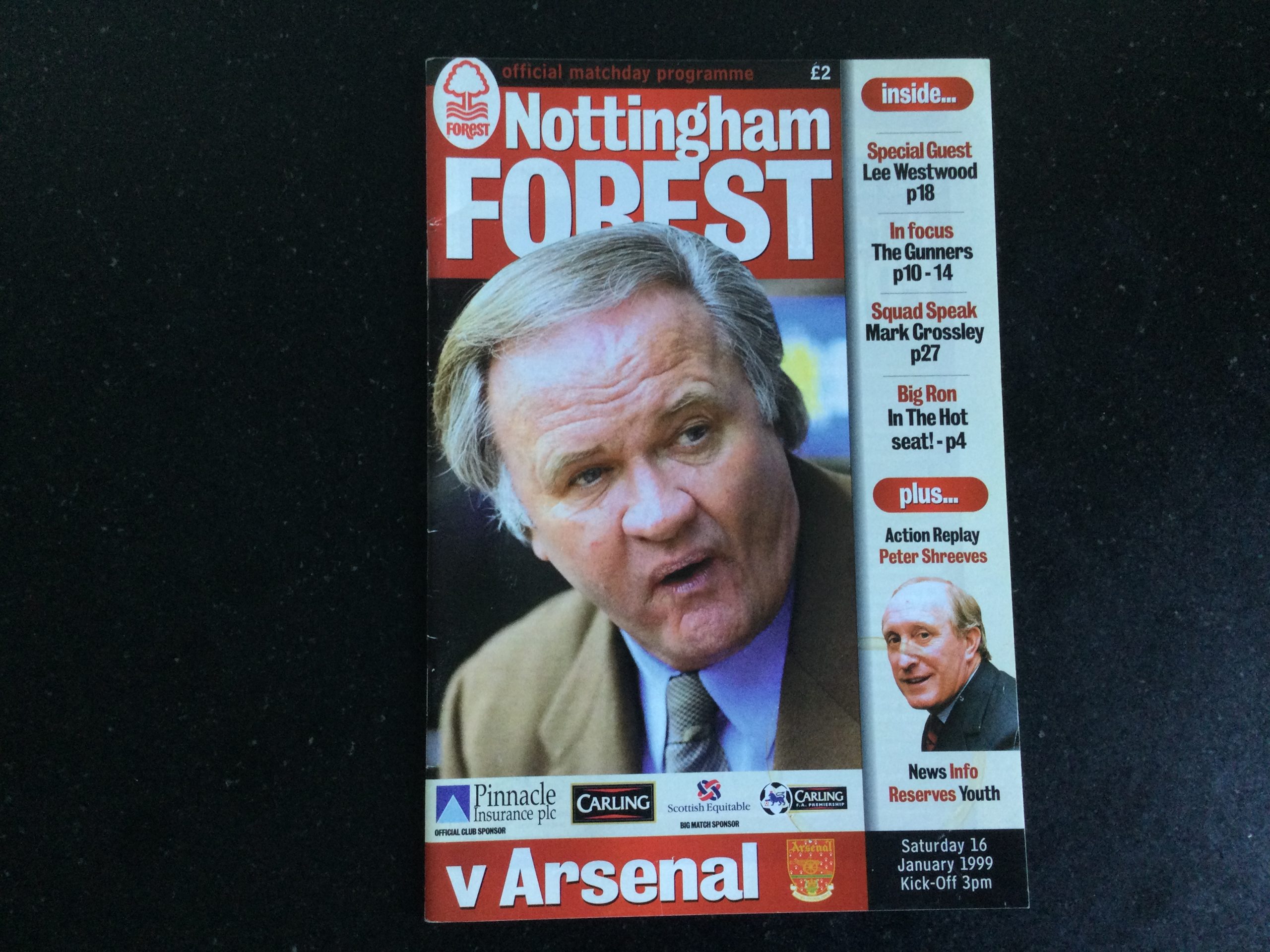 Nottingham Forest v Arsenal League Matchday Programme 1999