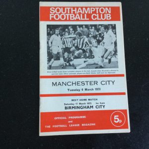 Southampton v Manchester City League Matchday Programme 1973