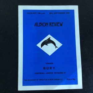 Brighton & Hove Albion v Bury League Matchday Programme 1974