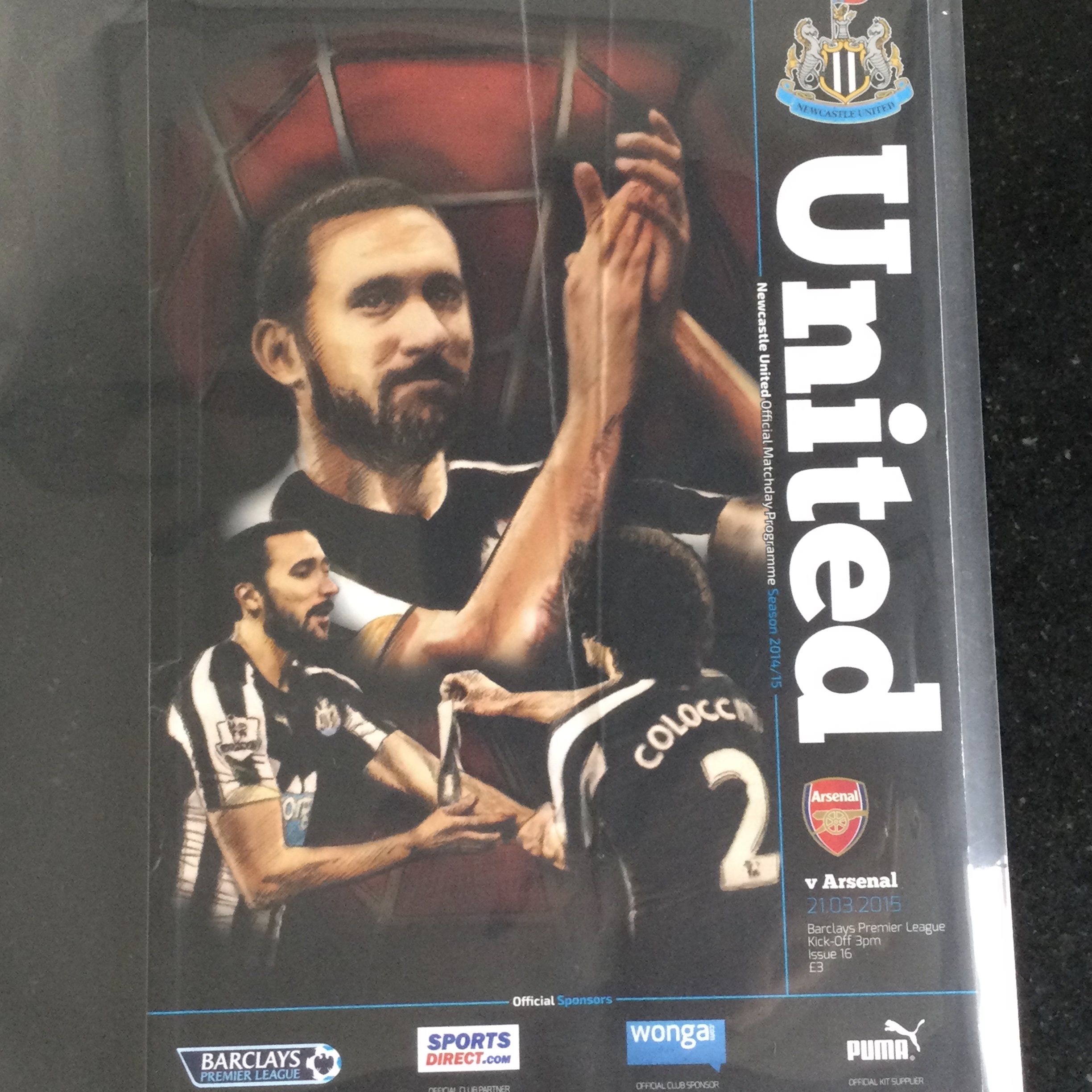 Newcastle United v Arsenal League Matchday Programme 2015