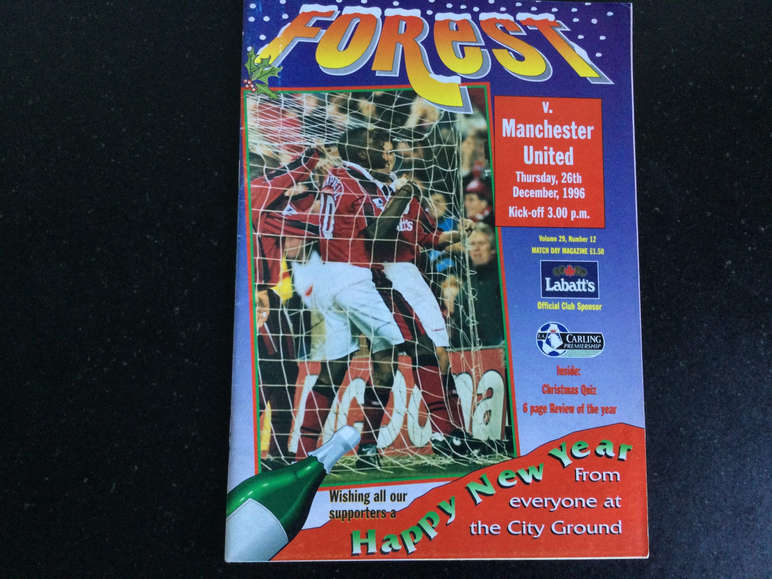 Nottingham Forest v Manchester United League Matchday Programme 1996