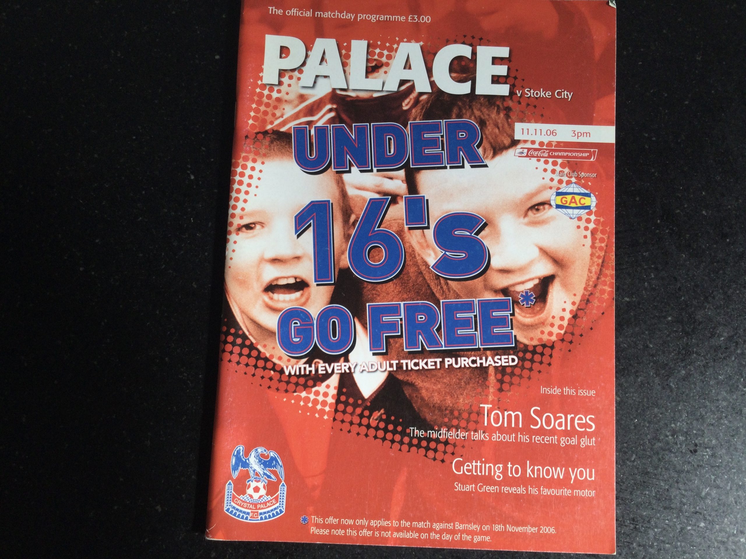 Crystal Palace v Stoke City League Matchday Programme 2006