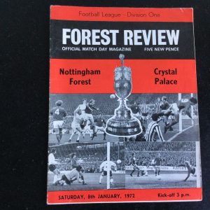 Nottingham Forest v Crystal Palace League Matchday Programme 1972