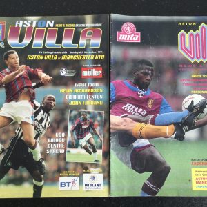 Aston Villa v Manchester United League Cup & League Matchday Programmes 1992/1994