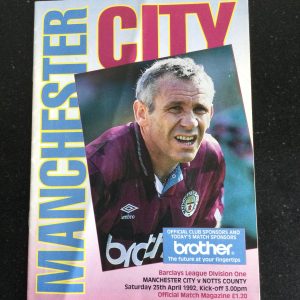 Manchester City v Notts County League Matchday Programme 1992