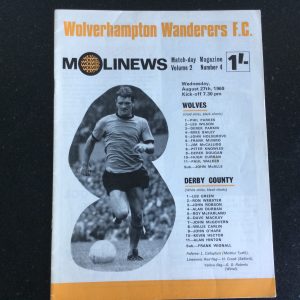 Wolverhampton Wanderers v Derby County League Matchday Programme 1969
