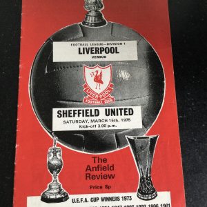 Liverpool v Sheffield United League Matchday Programme 1975