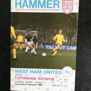 West Ham United v Tottenham Hotspur League Matchday Programme 1982