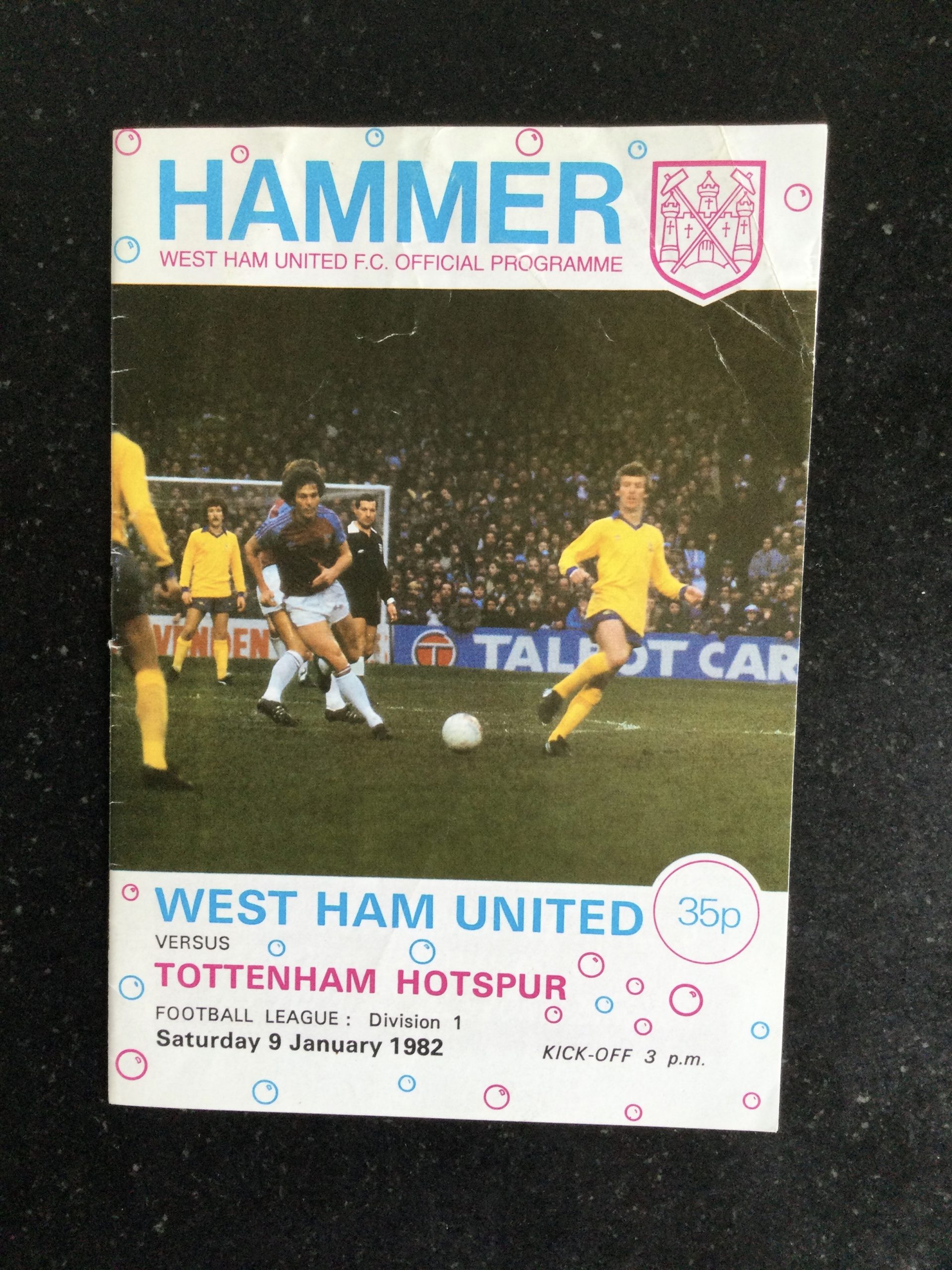 West Ham United v Tottenham Hotspur League Matchday Programme 1982