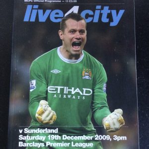 Manchester City v Sunderland League Matchday Programme 2009