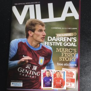 Aston Villa v Liverpool League Matchday Programme 2011