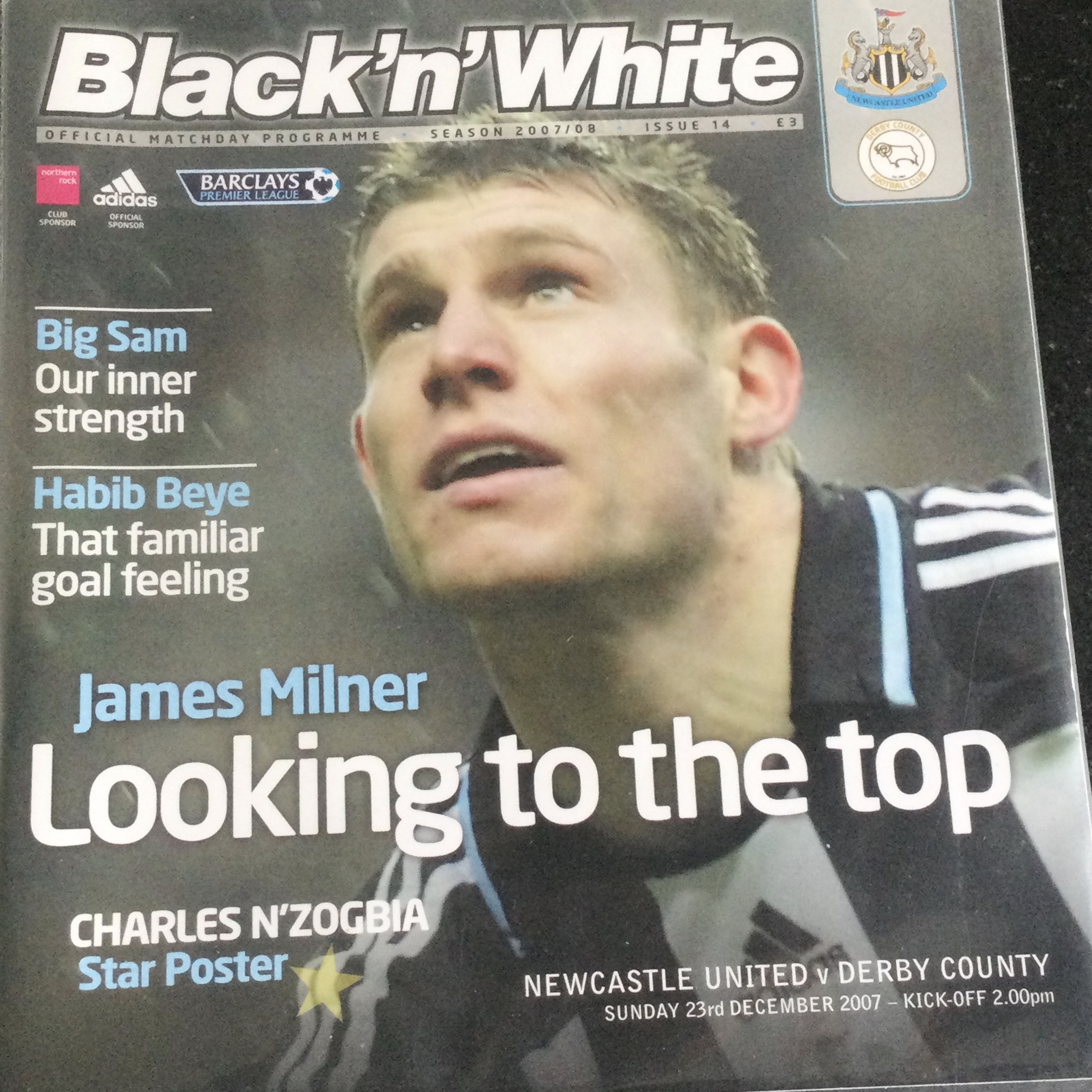 Newcastle United v Derby County League Matchday Programme 2007