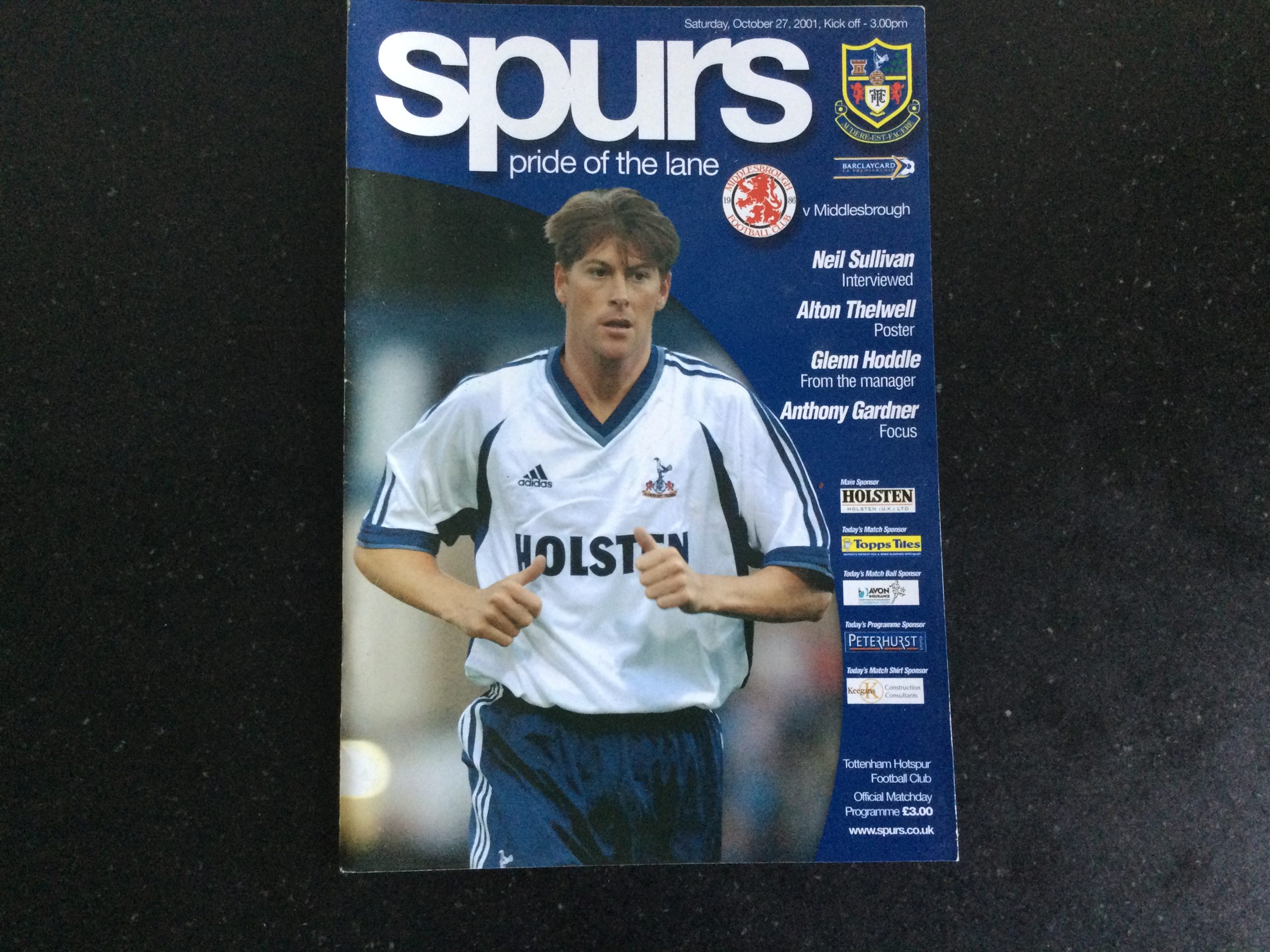 Tottenham Hotspur v Middlesbrough League Matchday Programme 2001