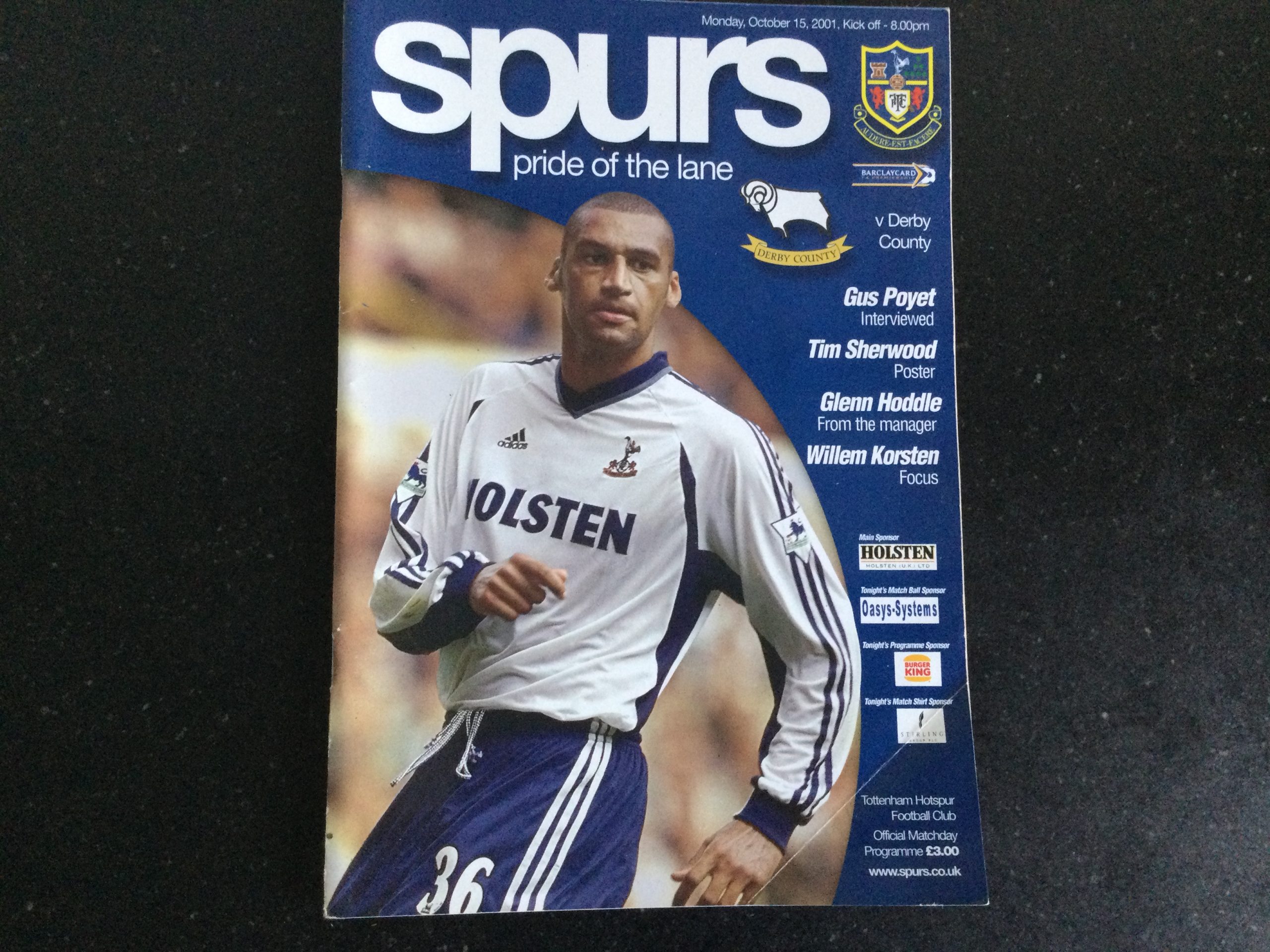 Tottenham Hotspur v Derby County League Matchday Programme 2001