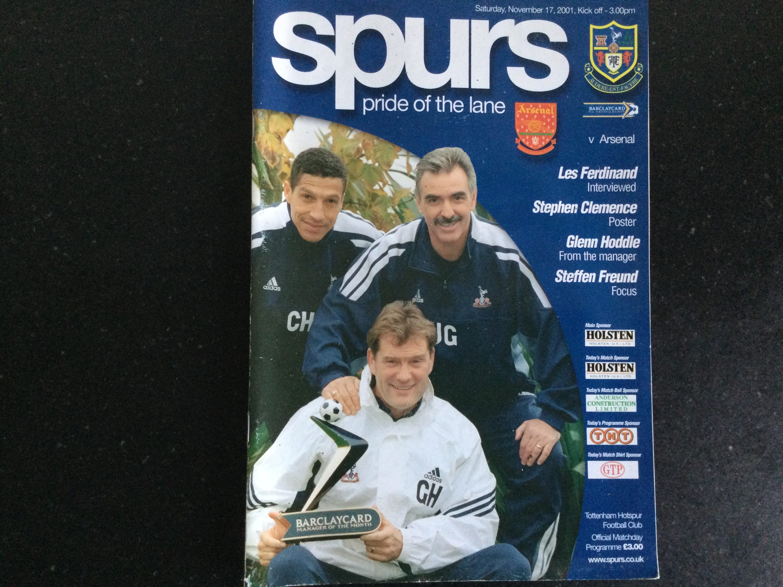 Tottenham Hotspur v Arsenal League Matchday Programme 2001
